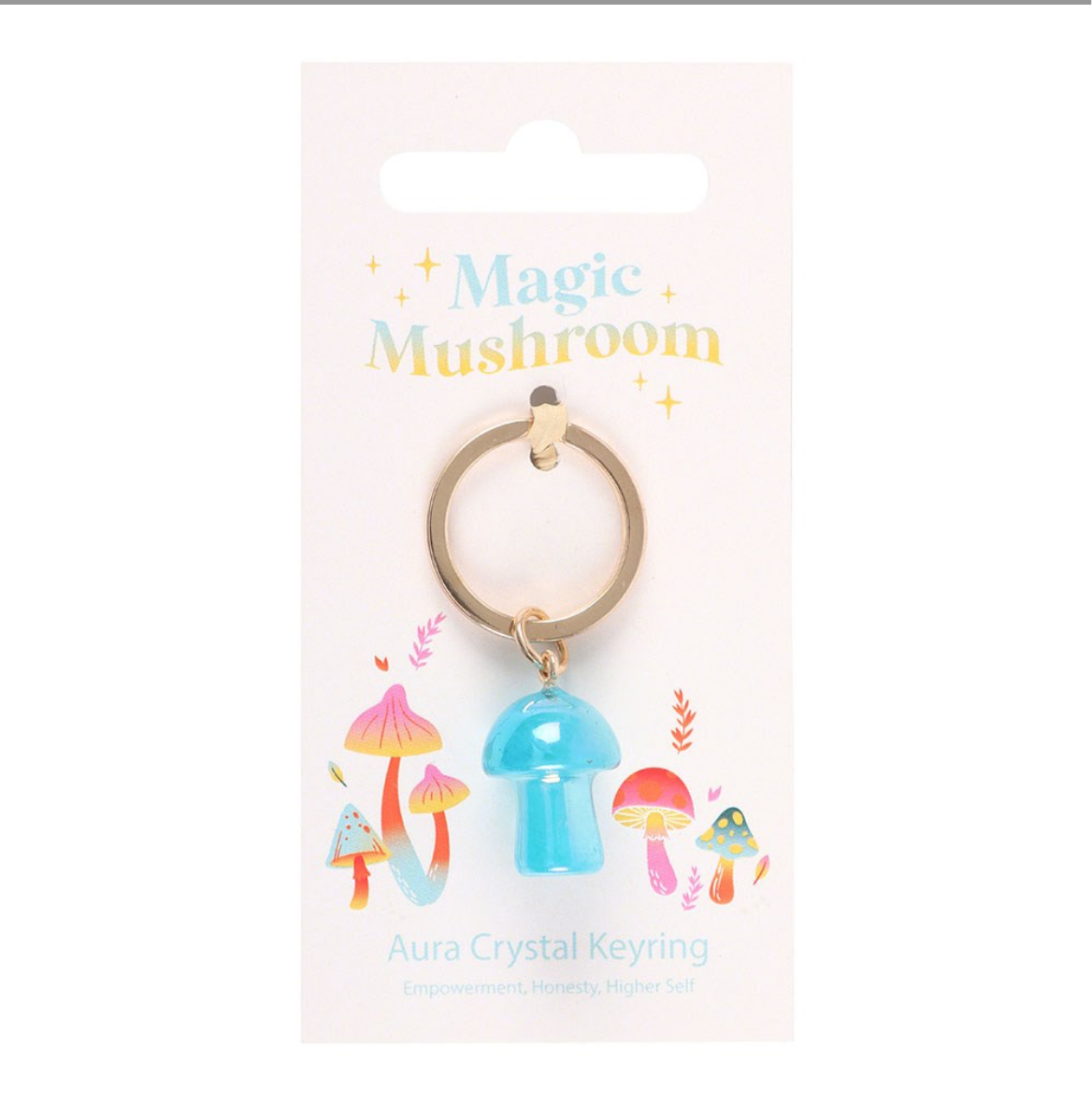 Blue Aura Magic Mushroom Keyring