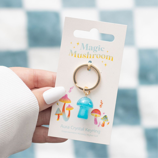 Blue Aura Magic Mushroom Keyring
