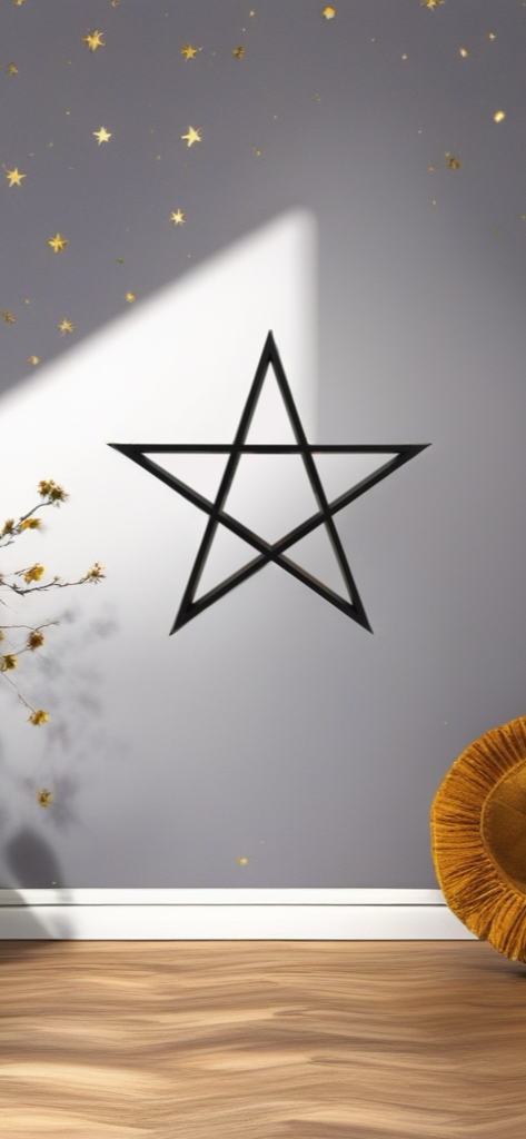 Black Framed Pentagram Mirror Shelf