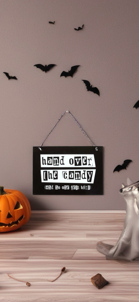 Hand over the candy hanging sign