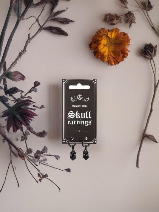 Black Stainless Steel Skull Earrings