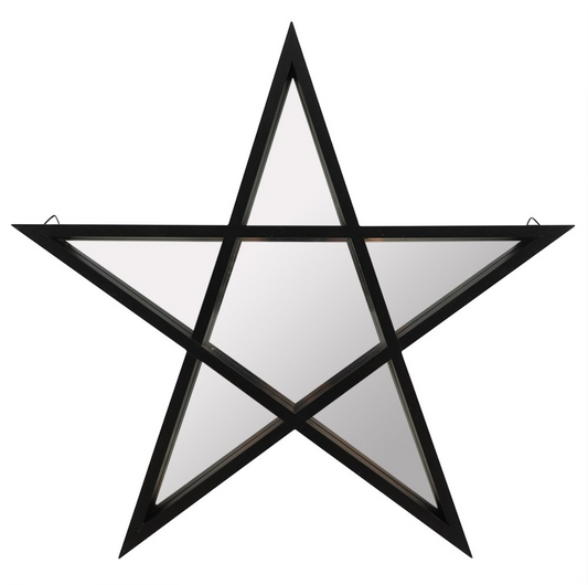 Black Framed Pentagram Mirror Shelf