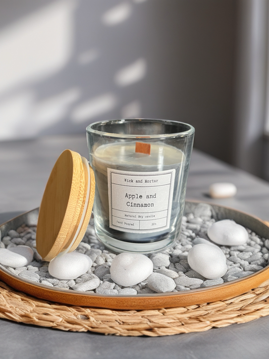 Marbled Effect Woodwick Scented Candle with bamboo Lid